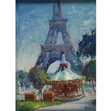 Gregg Kreutz, Carrousel de la Tour Eiffel // Carousel of the Eiffel Tower, Oil on board