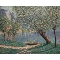 Lake Maggiore by Leon Williams, Oil on canvas, sold May 2024