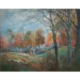 Elizabeth Rungius Fulda, Two Figures Walking in the Woods, Oil on canvas