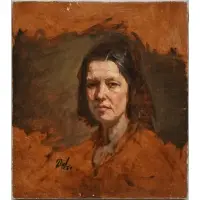 David A. Leffel, Portrait Study of a Woman with Dark Hair, Oil on canvas