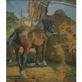 Paolo Garniello, Horse with hay, Oil on canvas