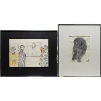 Poet by Vincent Smith, Two Works on Paper: (i) Double Portrait of Amiri Baraka and Myself', sold Apr 2024