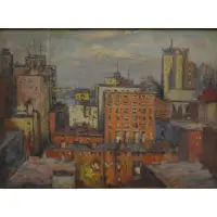 Frank S. Herrmann, Manhattan, West Side, Gouache on board