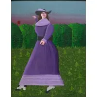 Oscar De Mejo, Lady at Sunset, Acrylic on board