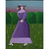 Oscar De Mejo, Lady at Sunset, Acrylic on board