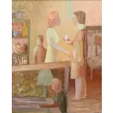 Jean B. Pascal, Figures in Interior, Oil on canvas