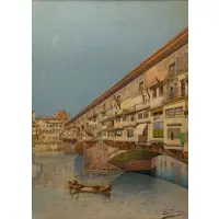 Ernesto Bensa, The Ponte Vecchio, Florence, Watercolor on paper