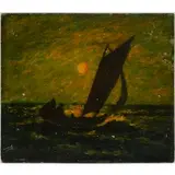 Albert Pinkham Ryder, Night Sailing, Oil on panel