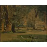Edward J. Holslag, Autumn Glade Landscape, Watercolor on paper