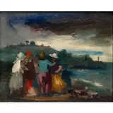 Jon Corbino, Evening Picnickers, Oil on board