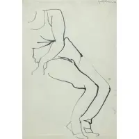 Marcos Grigorian, Study of a Sitting Female, Pen and ink on paper