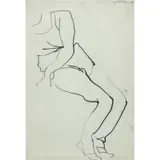 Marcos Grigorian, Study of a Sitting Female, Pen and ink on paper