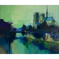 Nicola Simbari, Notre Dame, Oil on canvas