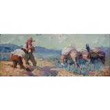 Edward J. Holslag, Prospectors with Mules, Oil on board
