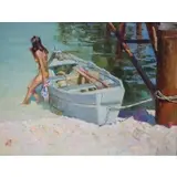Rodolfo Dotti, Al Molo (At the Dock), Oil on canvas