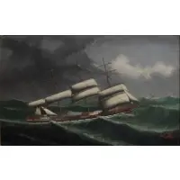Lai Fong, The Four Masted Sailing Ship 'County of Pebbles, Oil on canvas