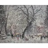 Vladimir V. Lazarev, Washington Arch in Blizzard, Oil on canvas