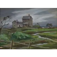 Eliot Candee Clark, Cottage in Landscape, Watercolor