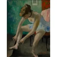 François Gall, Ballerina Lacing Shoe, Oil on canvas