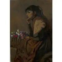 John Austen Fitzgerald, The Flower Seller, Watercolor on paper