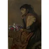 John Austen Fitzgerald, The Flower Seller, Watercolor on paper
