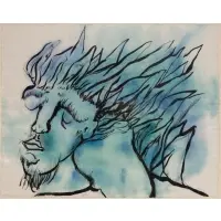 Ted Davies, Satyr, Watercolor and pencil on Whatman paper