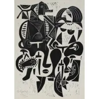 Werner Mayer-Gunther, Cyclist, Woodblock print