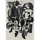 Werner Mayer-Gunther, Cyclist, Woodblock print