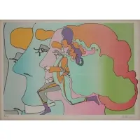 Three Lords and Runner by Peter Max, circa 1973, Lithograph, sold Feb 2024