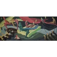 Olive Simmonds Harvey, Bathers, Oil on canvas