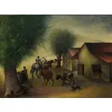 Alexander Zerdin Kruse, Cattle Farm, Oil on canvas laid on masonite