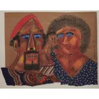 Vincent Smith, Family, Mixed media, pastel and fabric collage