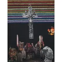Symbols by Vincent Smith, Pastel and paper collage, sold Feb 2024
