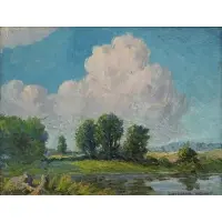Summer Landscape by William Wendt, Oil on board, sold Feb 2024