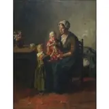 Johann Bernard de Hoog, Interior with Mother and Children, Oil on canvas