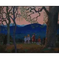 Benjamin Cory Kilvert, Fairy Tale Figures with a Boy and a Girl., Gouache on board