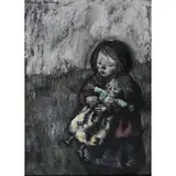 Xavier Bueno, Young Girl with Doll, Oil on canvas
