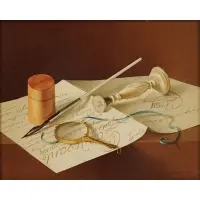 Antonio Matallana, Still-life with Paper and Pen, Oil on masonite