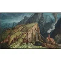 Samuel Bak, Alpine Industry, Oil on canvas