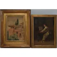 Henry Pember Smith, Tile Roofed Buildings, Buildings and Gene Scene: (i) 'Tile Roofed Buildings' Watercolor on cardboard