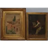 Henry Pember Smith, Tile Roofed Buildings, Buildings and Gene Scene: (i) 'Tile Roofed Buildings' Watercolor on cardboard