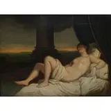 Jean-Baptiste-Pierre Le Brun, Danae and Zeus, Oil on panel, Signed lower left