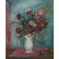 Flowers in a White Vase by Jakub Zucker, Oil on canvas, sold Feb 2024