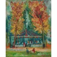 Carousel in Park De Versailles by Jakub Zucker, Oil on canvas, sold Feb 2024