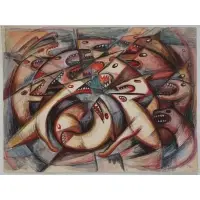 Leonard Nelson, War, Watercolor and mixed media on paper