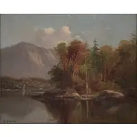 William Bruce, Bucolic River View, Oil on artist board