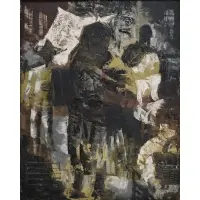 Mother and Child With Figures in Background by Jesus Ortíz Tajonar, Oil on canvas, sold Feb 2024
