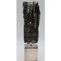 Arnaldo Pomodoro, Untitled, Silvered bronze abstract sculpture, signed