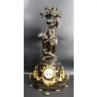 Charles Cumberworth, Magnificent 2 piece clock, The clock signed SUSSE FRERES and the bronze sculpture signed CHARLES CUMBERWORTH