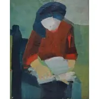 Aharon Messeg, Portrait of Woman Reading, Oil on canvas